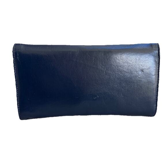 Vintage Sassy Navy Blue Small Purse Clutch Handbag Envelope W/ Bow 70's 80's - Picture 6 of 10